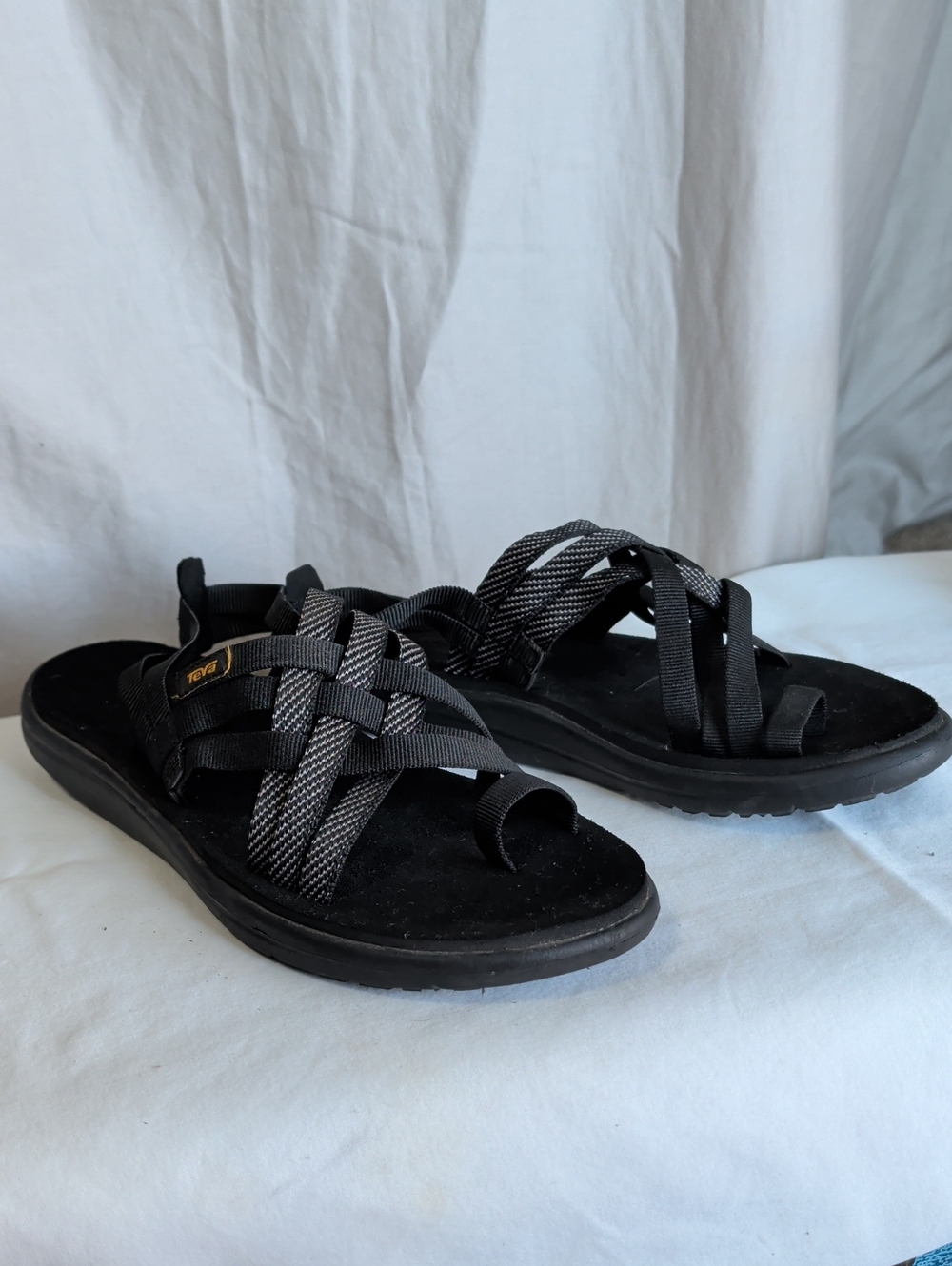 Teva Women’s Black Woven Strap Slide Sandals